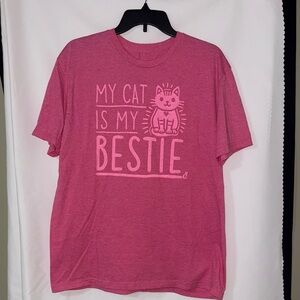 Cat Lady Bestie  Pink Cat Graphic Tee